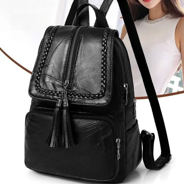 Nueva moda de ocio, mochila sencilla para mujer, bolso de viaje de cuero Pu suave, bolsos de hombro para mujeres y niñas, bolso escolar