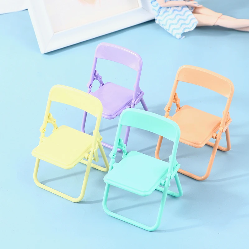 1Pc Mini Chair 1:12 Dollhouse Miniature Chair Plastic Armchair Folding Chair Simulation Furniture Doll House Decor Accessories