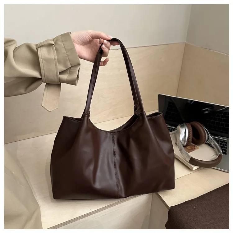 Weiche Leder-Tragetasche mit gerafftem Plissee-Design, Große Schultertasche für Arbeit, Täglichen Pendelverkehr und Freizeit für Frauen – Detail 18
