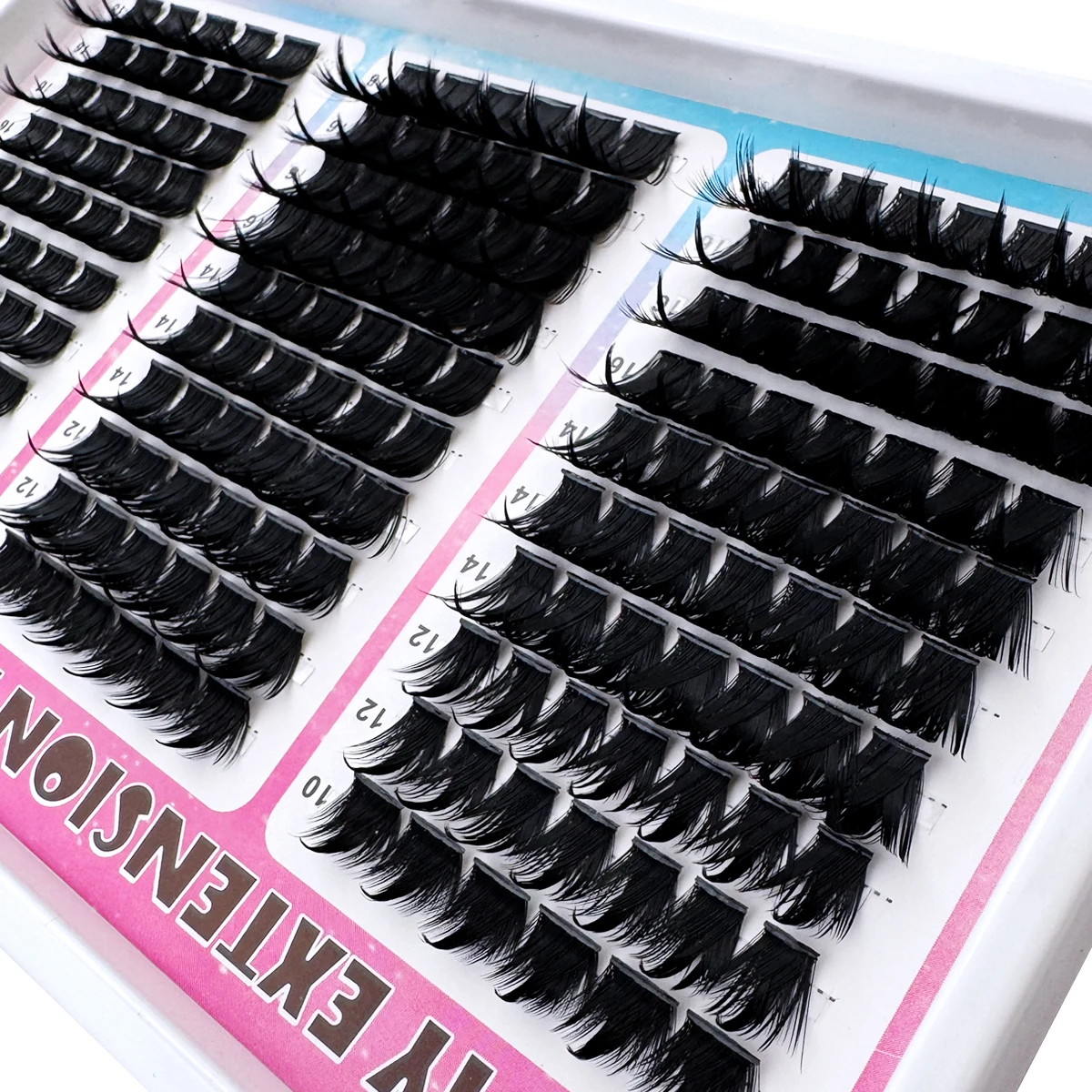 300D-60D Spikes Lash Cluster Wimpernverlängerungen 180 Stück/260 Stück Dicke, Stachelige Einzelwimpern 10-18mm Mega Wispy DIY für Zuhause – Detail 8