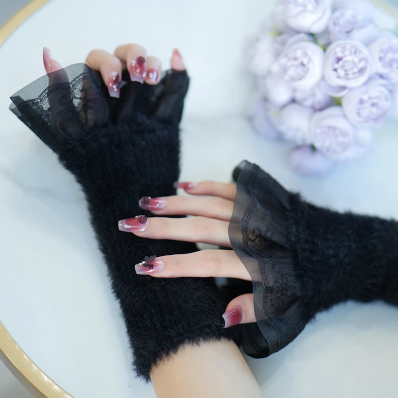 

Nails Photo Decor Accessories Long Furry Sleeve Gloves Warm Elastic Decorative Hand Sleeves Manicure Shooting Background Prop