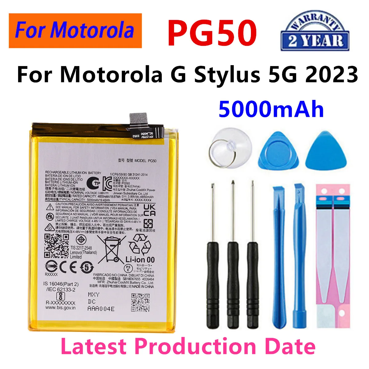 

Brand New PG50 5000mAh Battery For Motorola G Stylus 5G 2023 phone Batteries+Tools