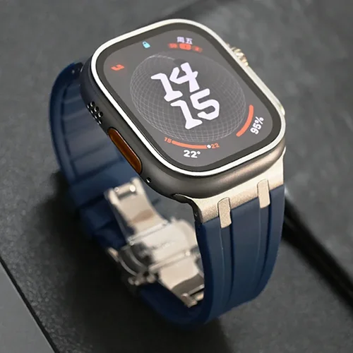 Correa + caja para Apple Watch Series 11 10 Ultra 3 49mm 45mm 46mm 44mm Correa con cierre de mariposa para IWatch 9 8 7 Se 6 pulsera de silicona