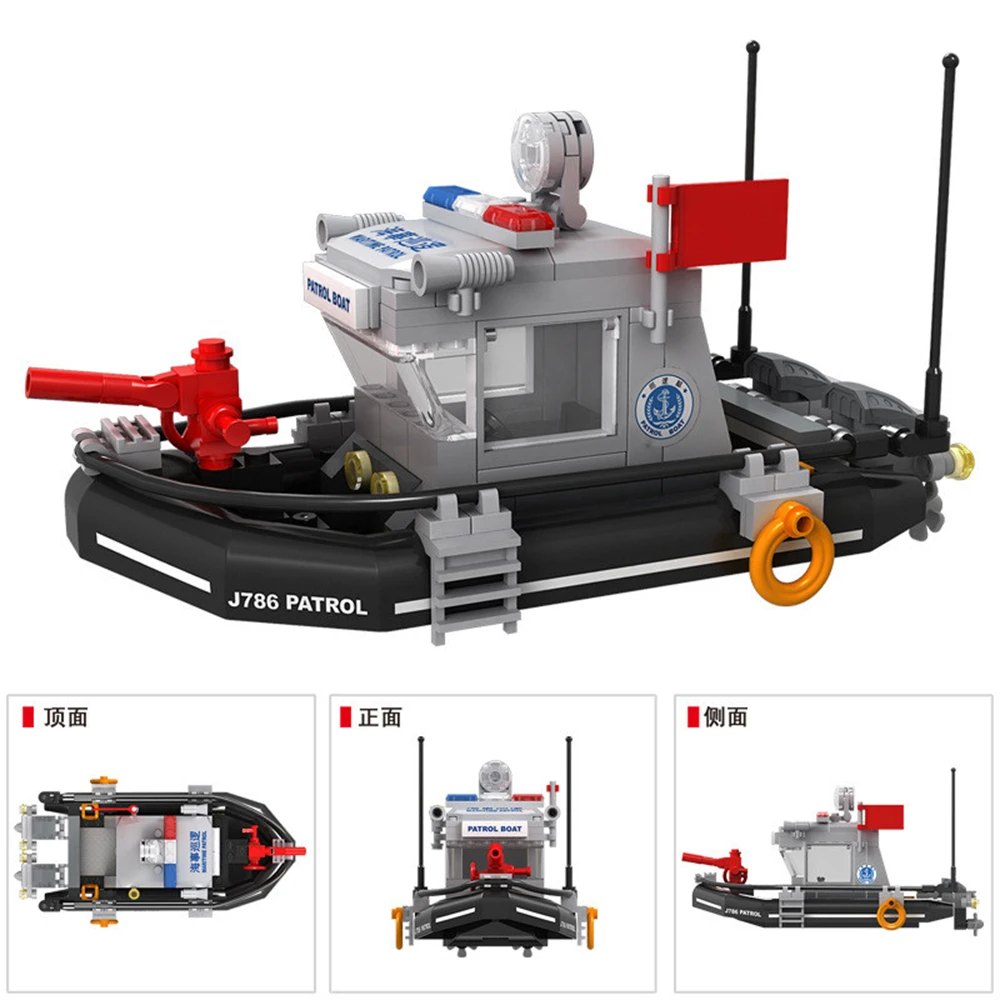 Moderno militar guerra mundial swat patrulha barco navio de guerra acessórios marinha guerra soldado moc modelo bloco de construção tijolos brinquedos para crianças