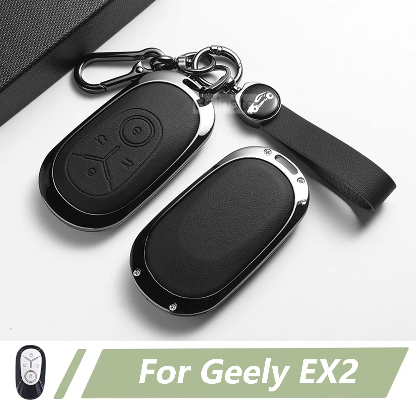 For Geely EX2 Proton eMAS 5 2024 2025 2026, Car Key Cover Remote Protective Case Zinc alloy Leather Key Chain Bag Accessories