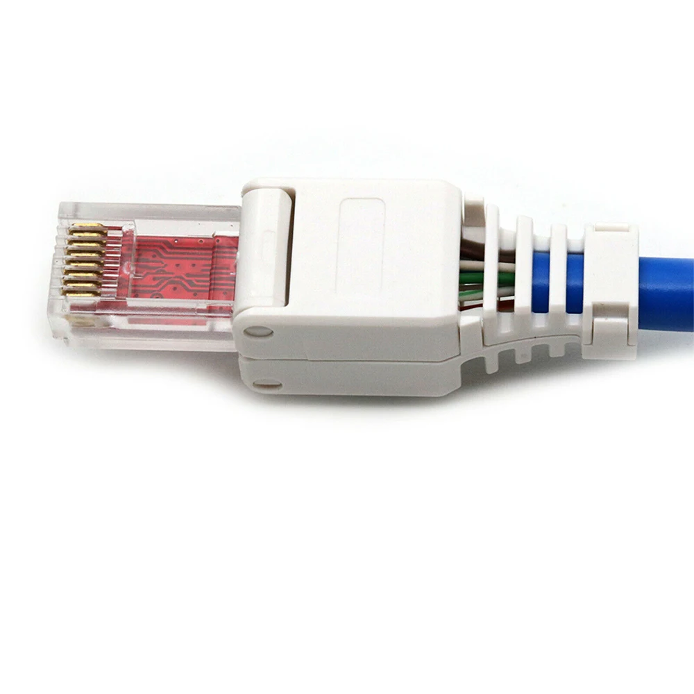 Bez złączy zaciskanych Kabel Ethernet CCTV Beznarzędziowy wtyk z kryształową główką Złącze CAT6 RJ45