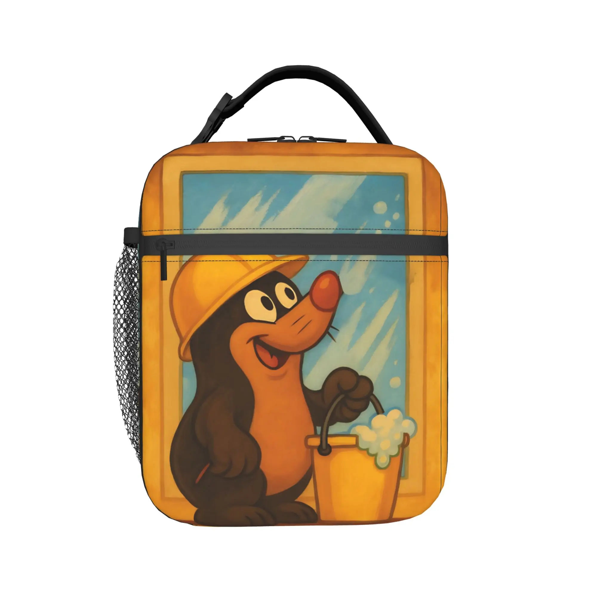 Czech Cartoon Krtek Mole cleans the windows Lunch Bag  Cute Lunch Box Office Insulated Thermal Lunch Bags For Child Cooler Bag