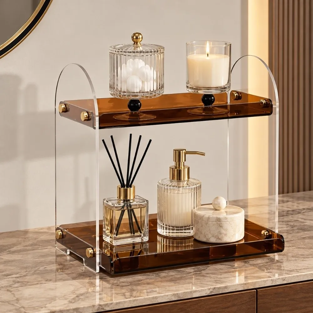 Bathroom Supplies Clear Makeup Organizer 2 Layer High Value Storage Box Portable Multi-functional Makeup Holder Countertop