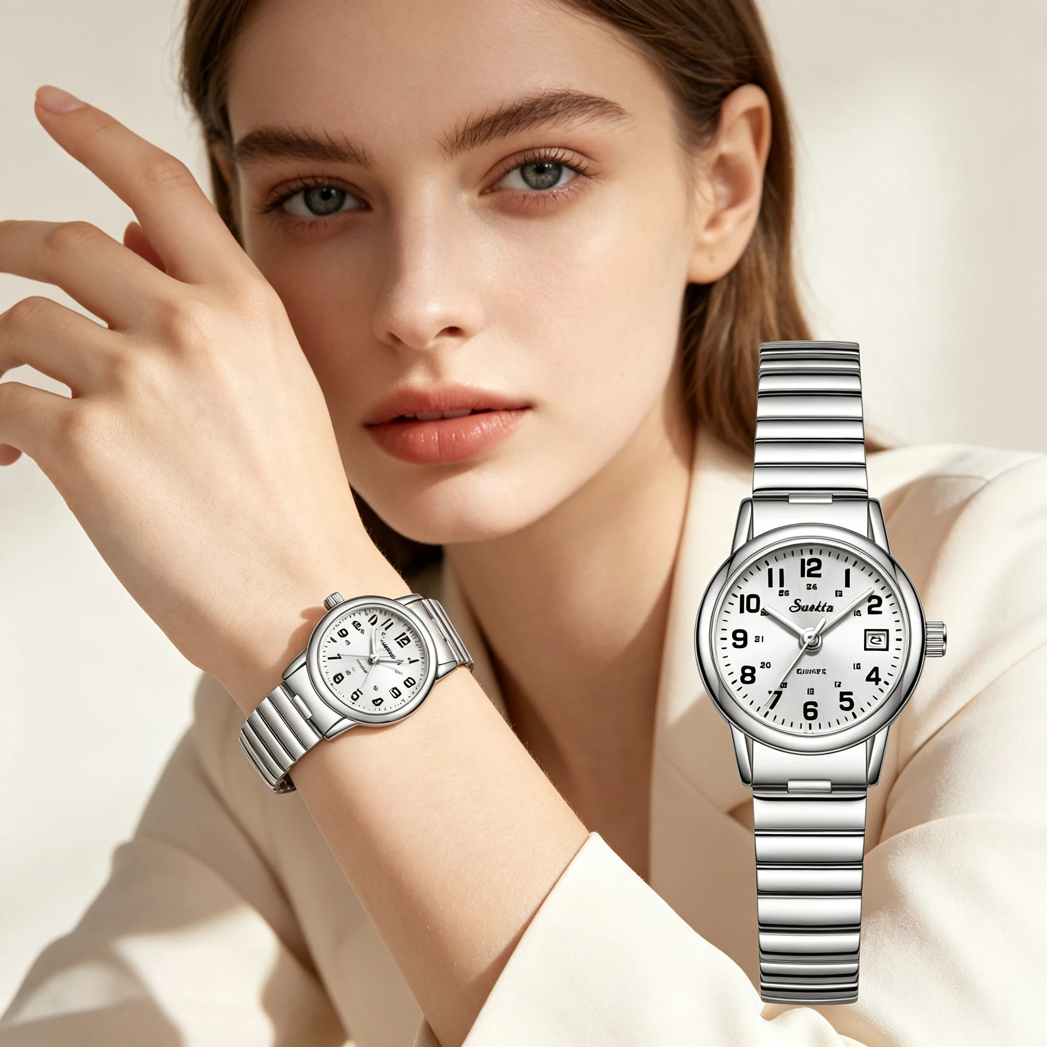 Sunkta Elegant New Quartz Wristwatch for Women Luxury Stainless Steel Waterproof Date Women's Watches Casual Ladies Watch Gifts