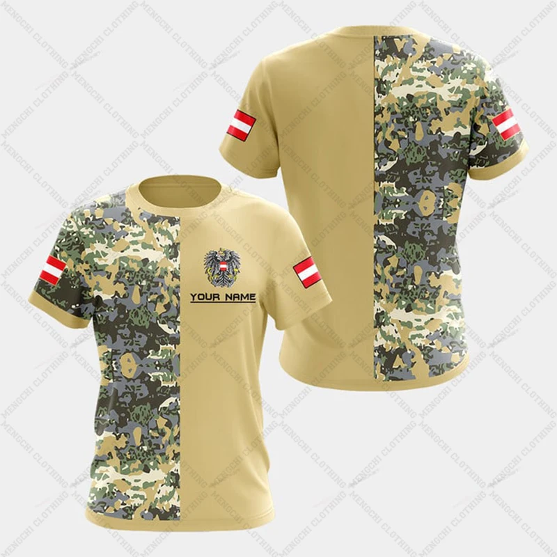 Austria Emblem Camouflage Custom Unisex T-shirts Oversize Short Sleeve Tops Summer Sportswear Casual Tees For Men Women And Kids