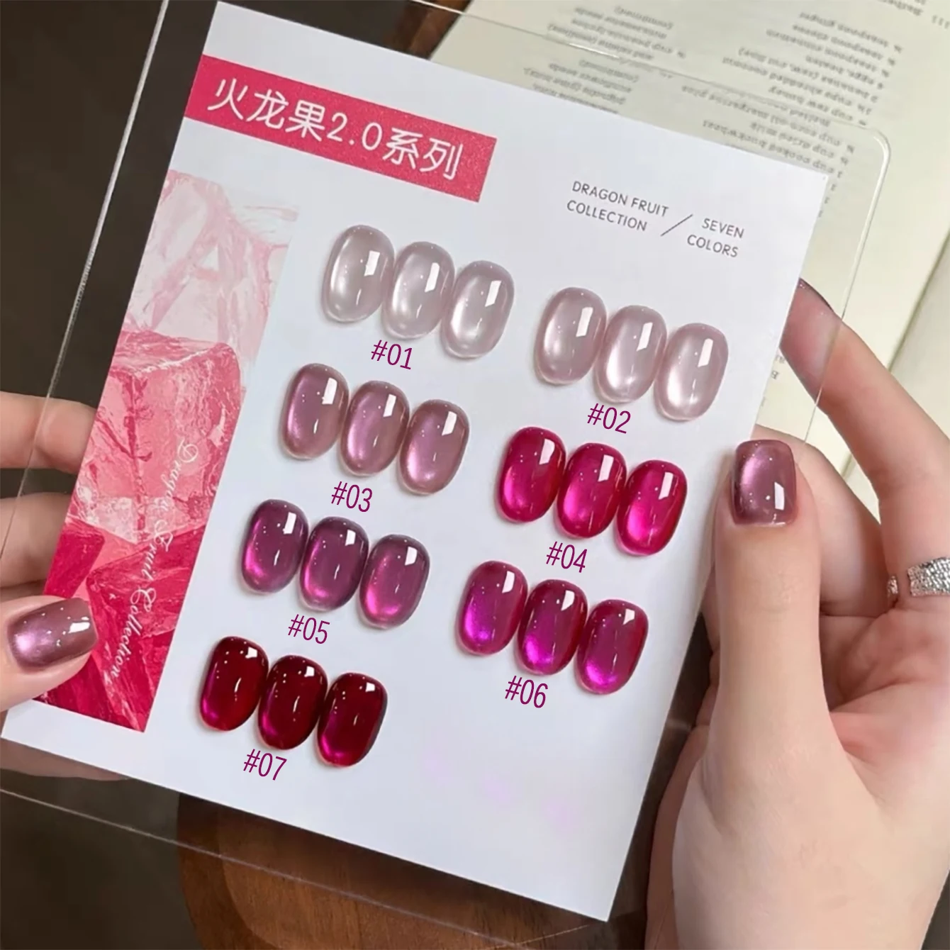 MIANEL  2026 New Arrival Hot Spicy Rose Cat Eye Gel Nail Polish, Skin-Flattering Pitaya Fuchsia Glass Bead Nail Art Gel