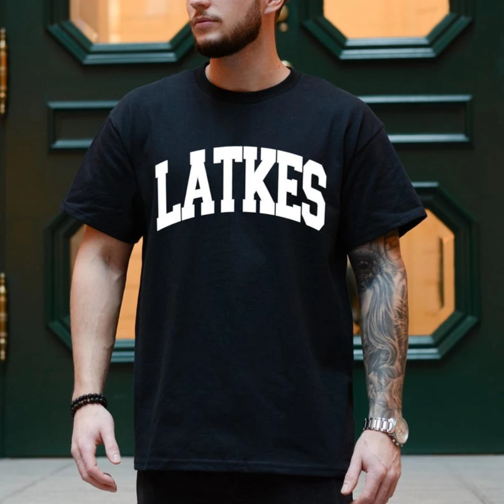 Latkes camiseta hanukkah presentes roupas hanukkah festival trajes camisa religiosa judaica das mulheres dos homens vida diária casual algodão topos