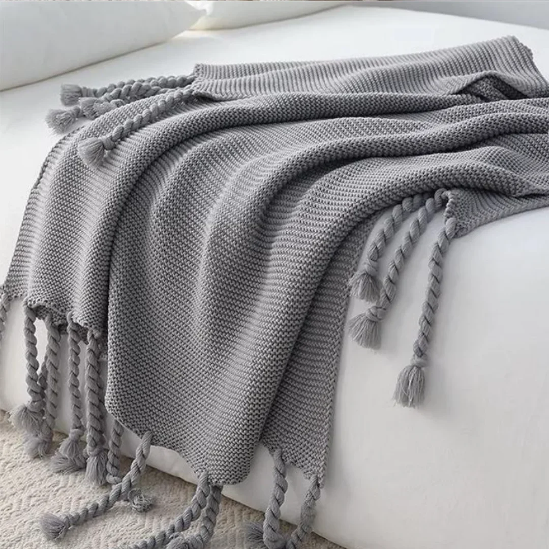 Nordic-style Sofa Blanket Handmade Braided Bed End Blanket for Homestay Bed Cover Hotel Bed End Scarf Knitted Blanket