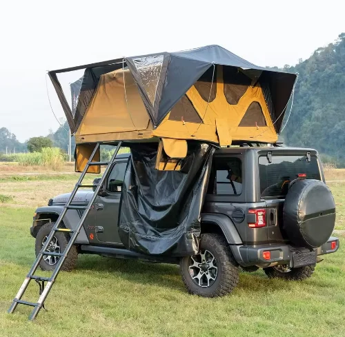 Foldable car roof tent with soft shell, four-wheel drive, off-road, outdoor camping roof tent