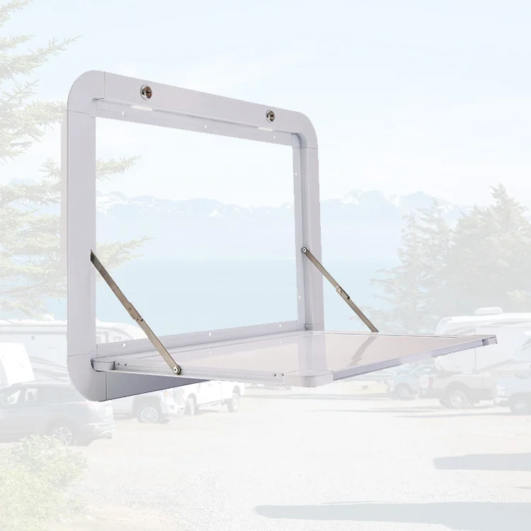 Motorhome Parts Trailer Outdoor Folding Table External RV Picnic Table White And Black Caravan Picnic Table 800*450mm