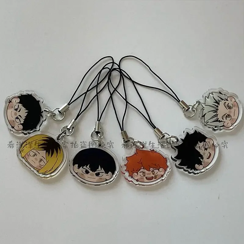 Haikyuu Mobiele Telefoon Ketting Kozume Kenma Shoyo Hinata Touw Opknoping Q Versie Acryl Hanger Schattige Anime Goederen Accessoires Cadeau