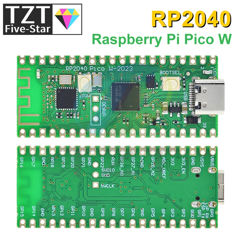 RP2040 Raspberry Pi Pico W Board with 2.4G WiFi Micro Dual-Core 264KB ARM Microcomputers High-Performance Cortex-M0 Processor