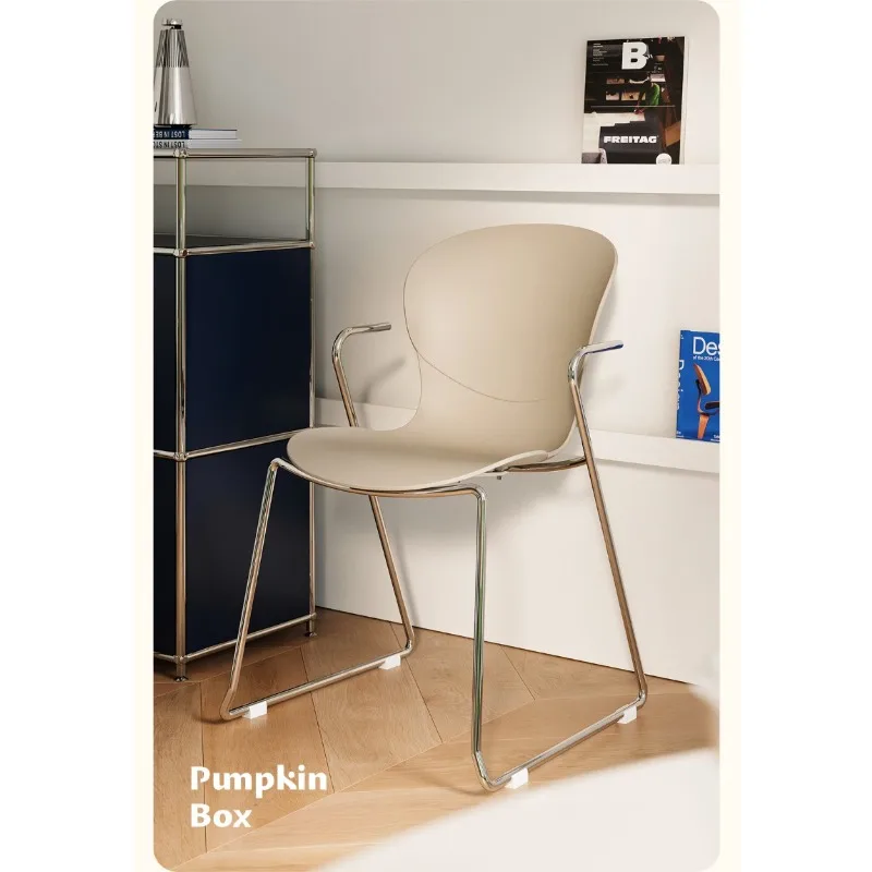 Modern Minimalist Stacking Dining Chairs, Thick Plastic Armrest and Backrest, Versatile Home and Leisure Seats Dinning Chair