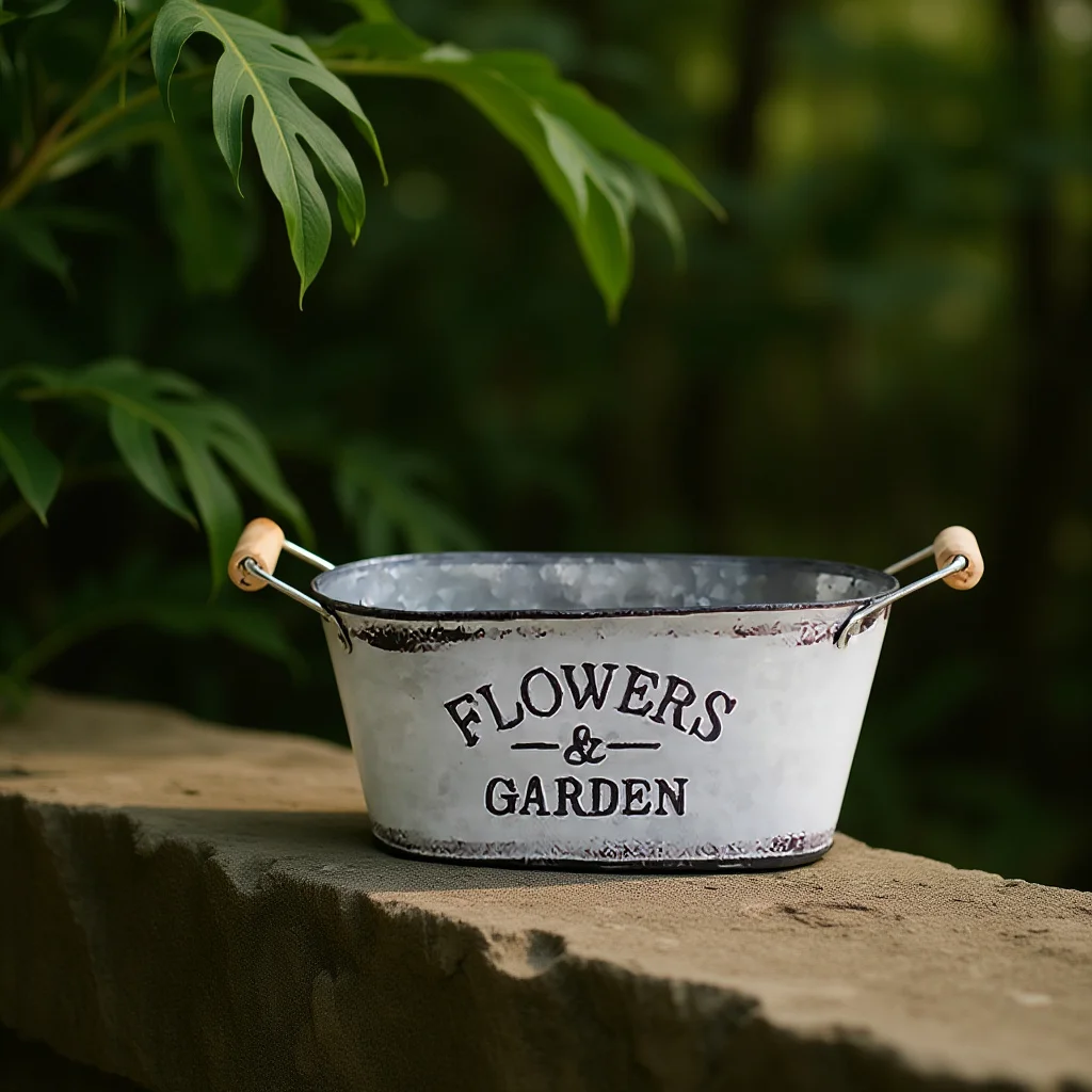 

Vintage Iron Bucket Succulent Flower Pot Finish Decorative Vintage European Style Bloom Holder for Balcony Garden Home