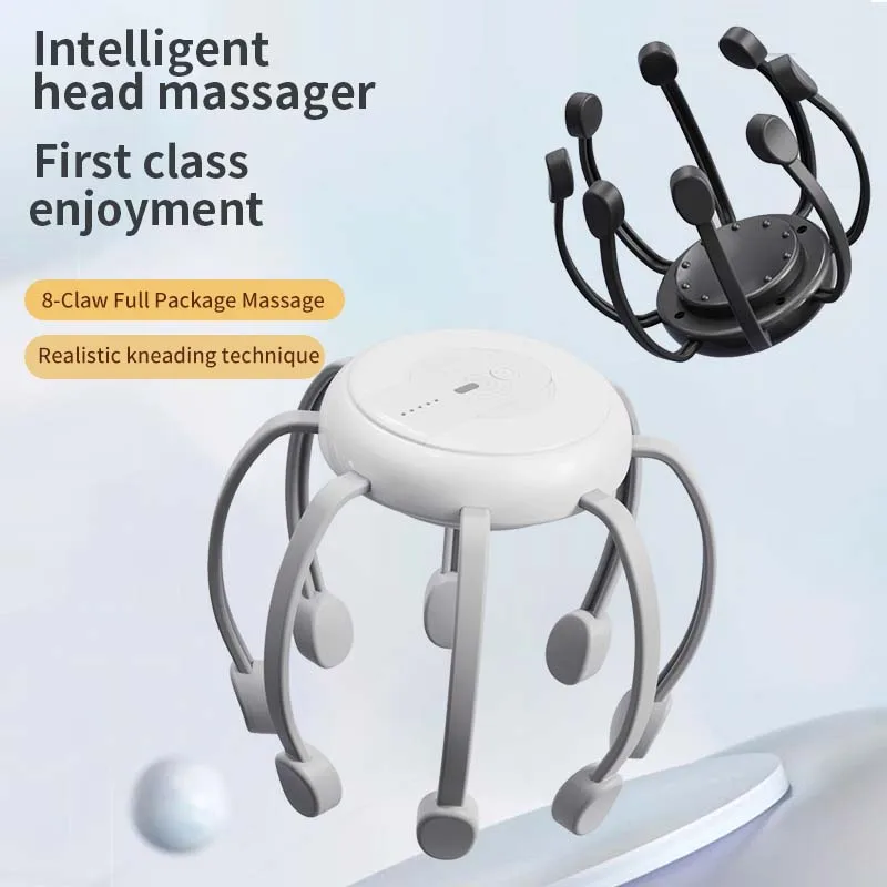 Intelligent Octopus Head Massager With 8 Heads And 4 Speed Settings For Scalp Relaxation And Meridian Dredging Head Massager