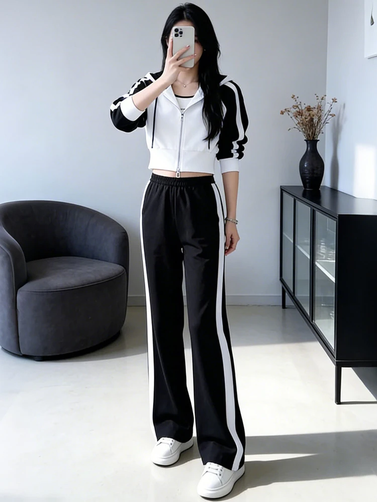 

Sweet Cool Aosphere ort High-End Collar Open Cardigan Outerwear Wide Leg Pants Women's Faion Spring New Arrival