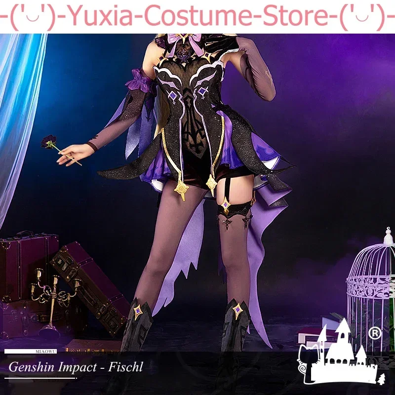 Anime! Genshin Impact Fischl Game Suit Lolita Purple Uniform Cosplay Costume Halloween Carnival Party Outfit For Women 2020 NEW