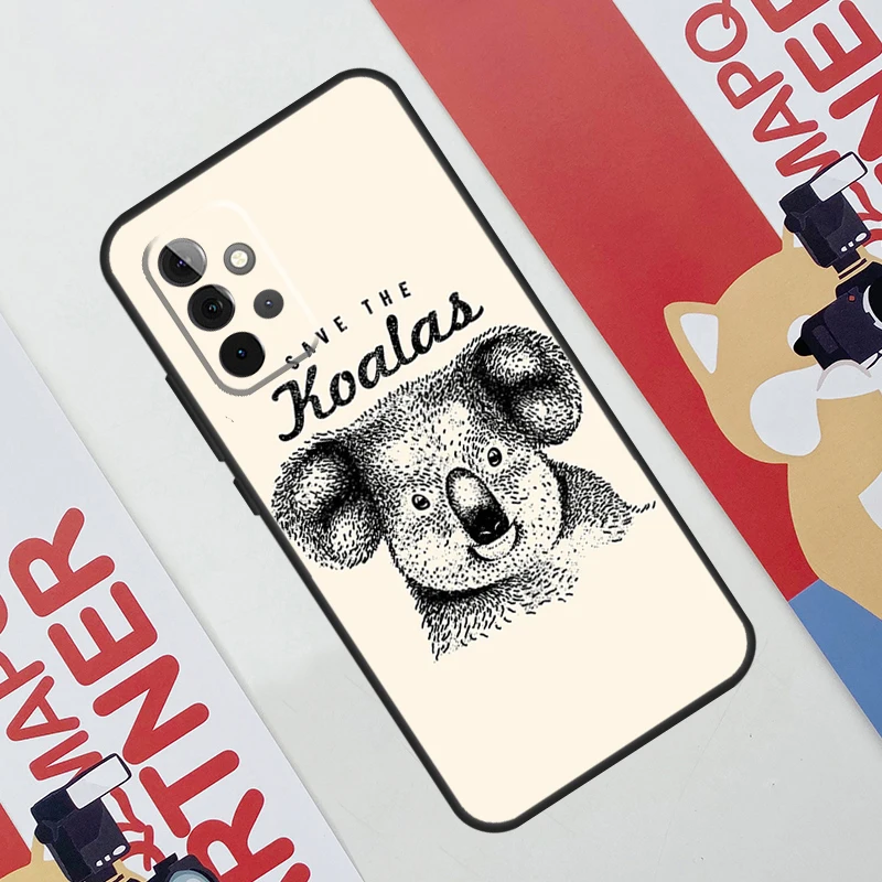 Cute Australia Koala Art Case For Samsung Galaxy A54 A34 A24 A14 A73 A53 A33 A23 A13 A52 A32 A22 A12 A51 A71 Cover