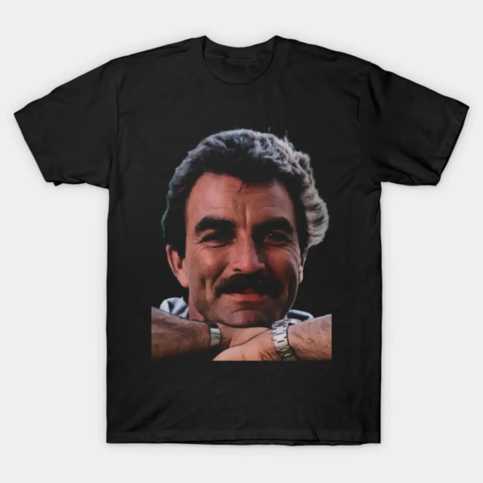 Tom Selleck Adorable Face T Shirt vintage Washed Soft Slightly Top For Everyday Wear Comfortable Breathable Versatile homme
