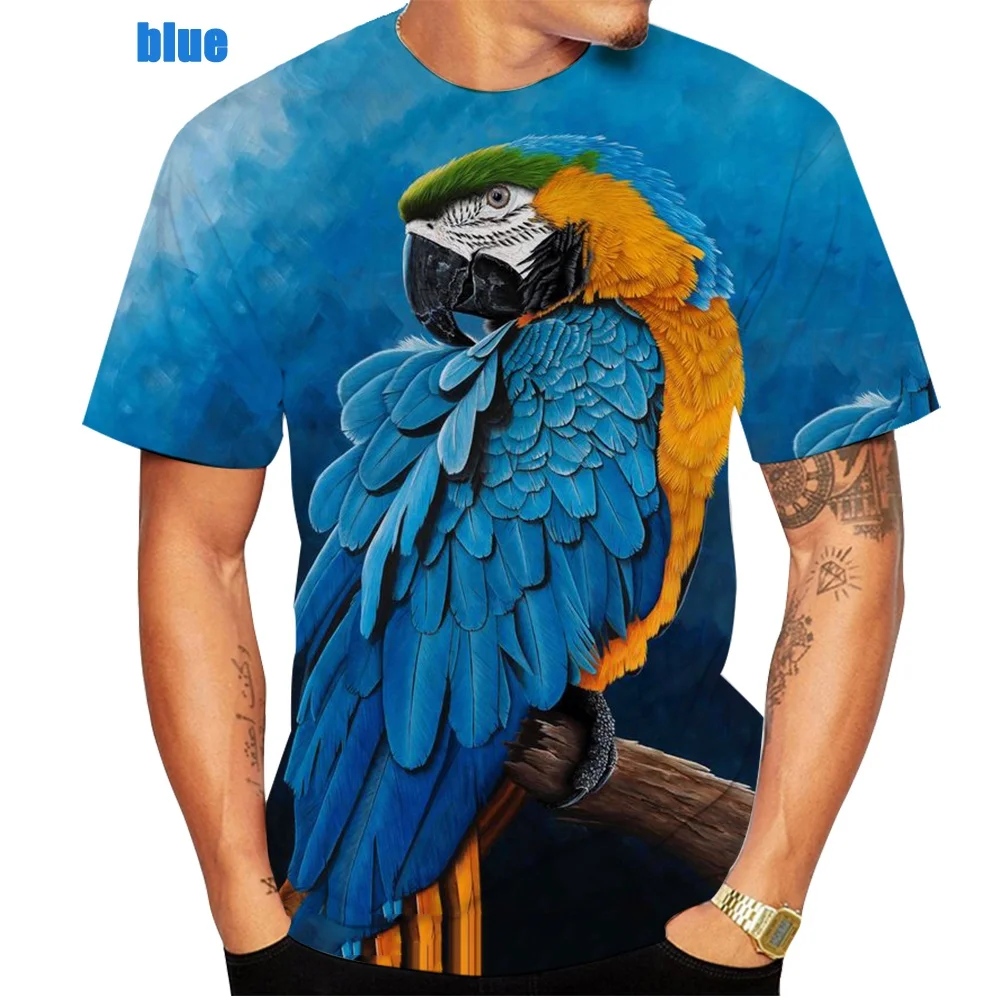 Fashion Men and Women Tshirt 3D Parrot Animal Patterned Print T Shirt Novelty Stylish Personality Men/Women Casual Tshirt