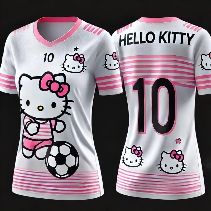 

Miniso 2025 Disney Hello Kitty с короткими рукавами, мужской и женский летний модный дышащий быстросохнущий футбольный костюм для отдыха