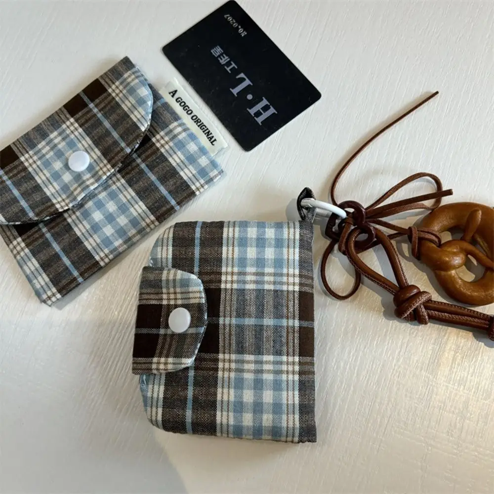 Canvas Retro Plaid Coin Purse Korean Style Zipper Purse Mini Cash Wallet Multifunctional Coin Purse Cloth Envelope Wallets