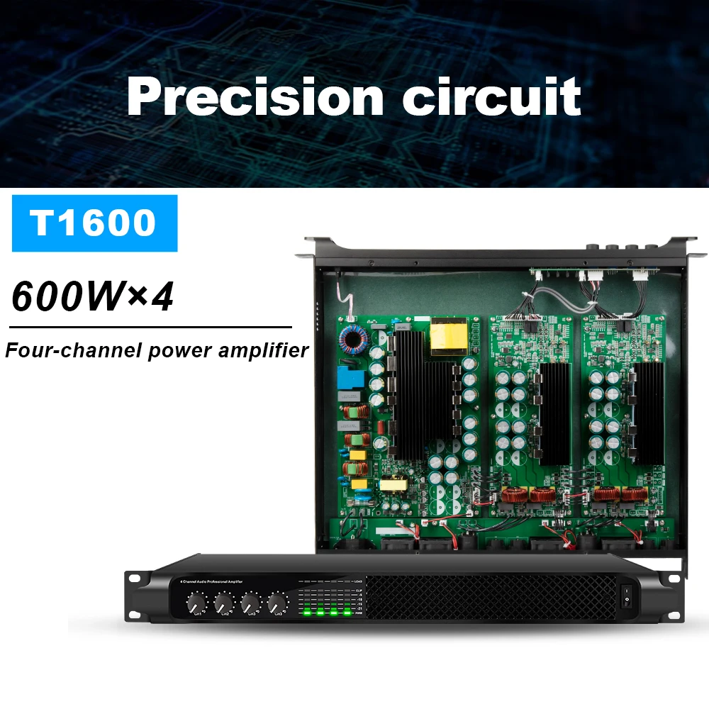 Biner T1600 Professional 4*600W High Power 4 channels amplifier Digital post-power amplifier