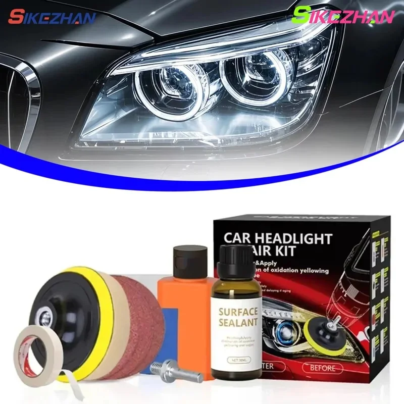 1SET Car Headlight Restoration Kit Auto Headlamp Lens Restore Cleaning Scratch Tool Oxidation Restore Polishing Yellow