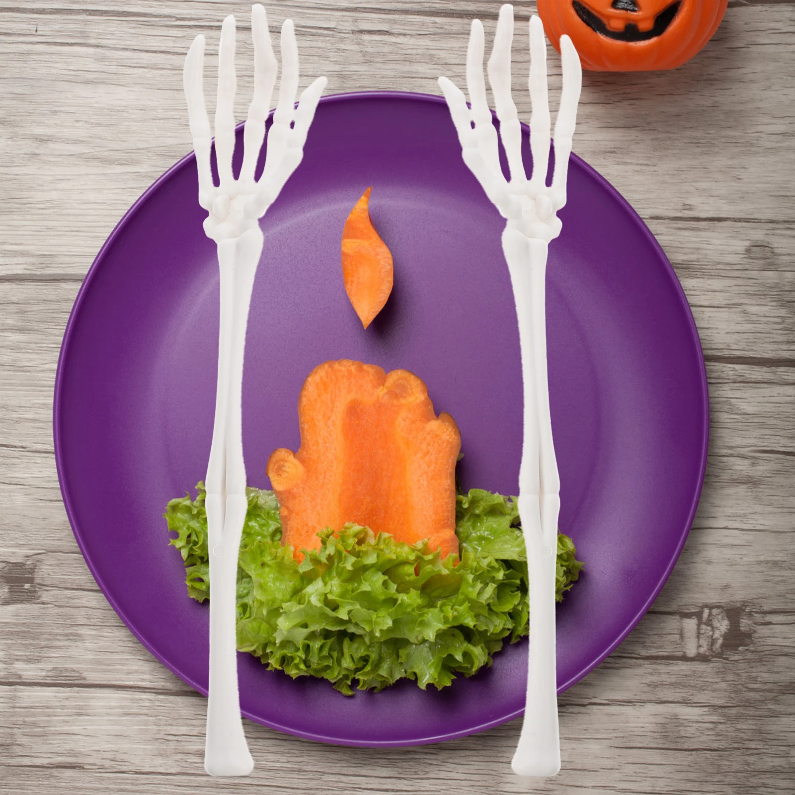 

1 Pair Of Realistic Skeleton Hands Salad Tong Halloween Prop Table Decoration