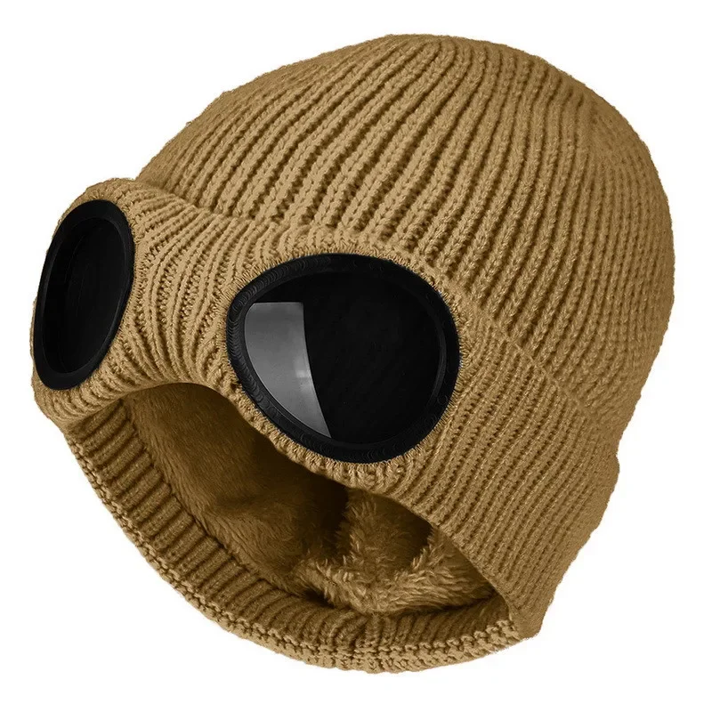 Männer Frauen Winter Plus Plüsch Dicker Wärmer Motorhaube Damen Beiläufige Kappe Acryl Gestrickte Warme Brille Hüte Skullies Beanies R82 – Detail 5