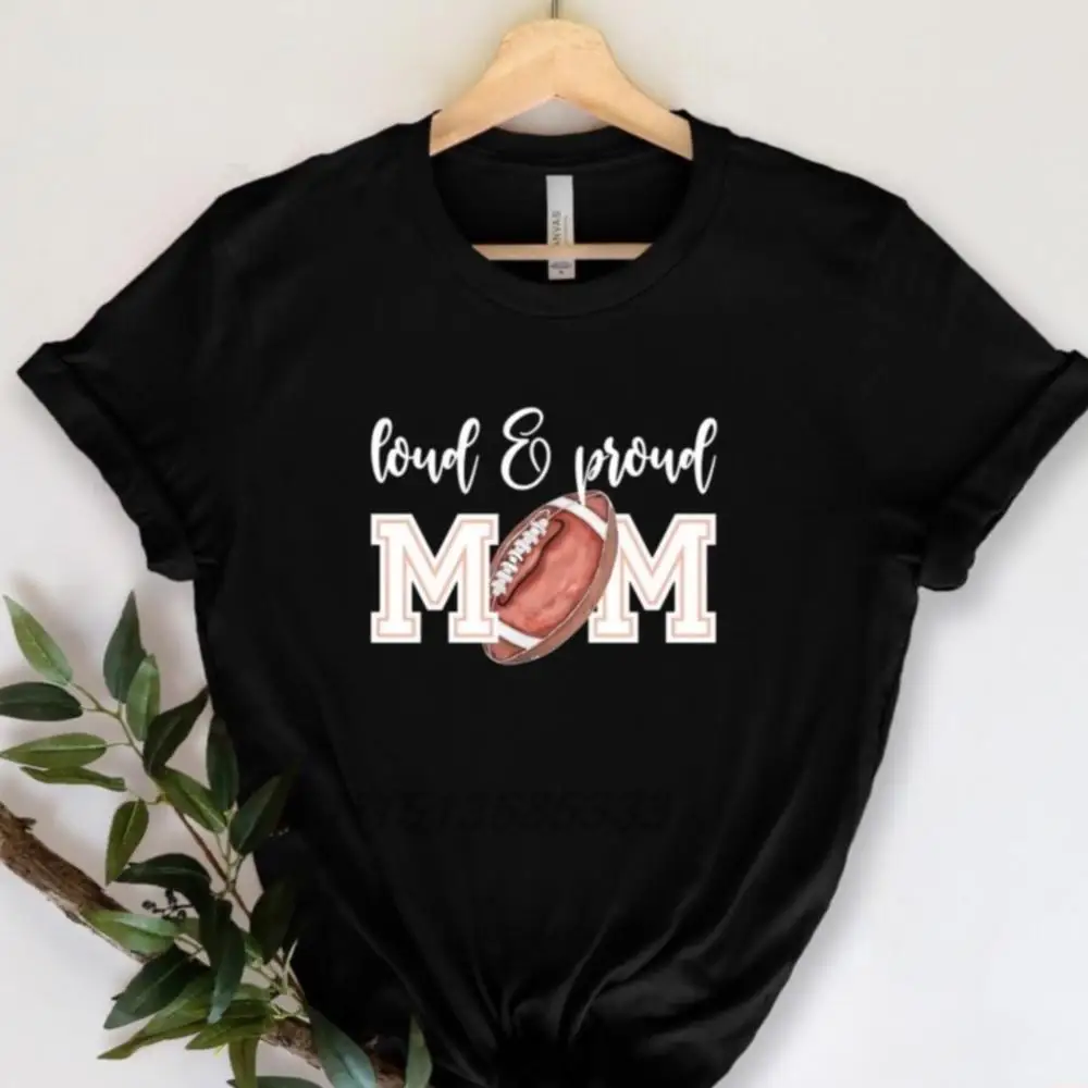 

Loud and Proud Mum Women Vintage T-Shirts Rugby Printed Women Pure Cotton O-Neck Tee Tops Female Adult Oversized Casual Clothing