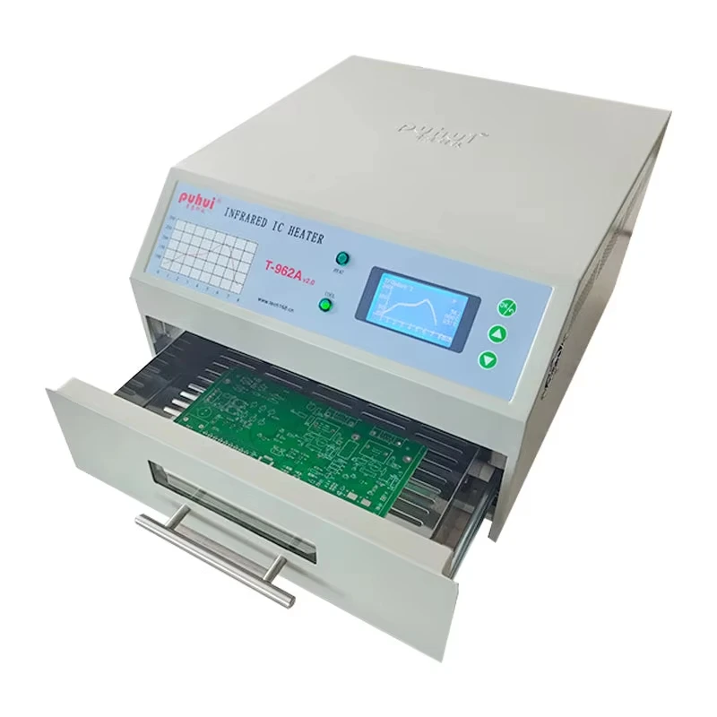 PUHUI T-962A Infrared IC Heater Desktop Reflow Oven, BGA SMD SMT Rework Station Professional Soldering Equipment