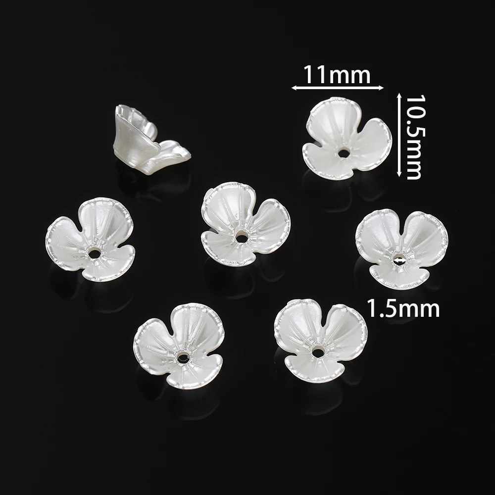50pcs ABS Artificial Pearl Flower Shaped Beads Spacer Loose Beads for DIY Bracelet Necklace Phone Chain Jewelry Making Supplies
