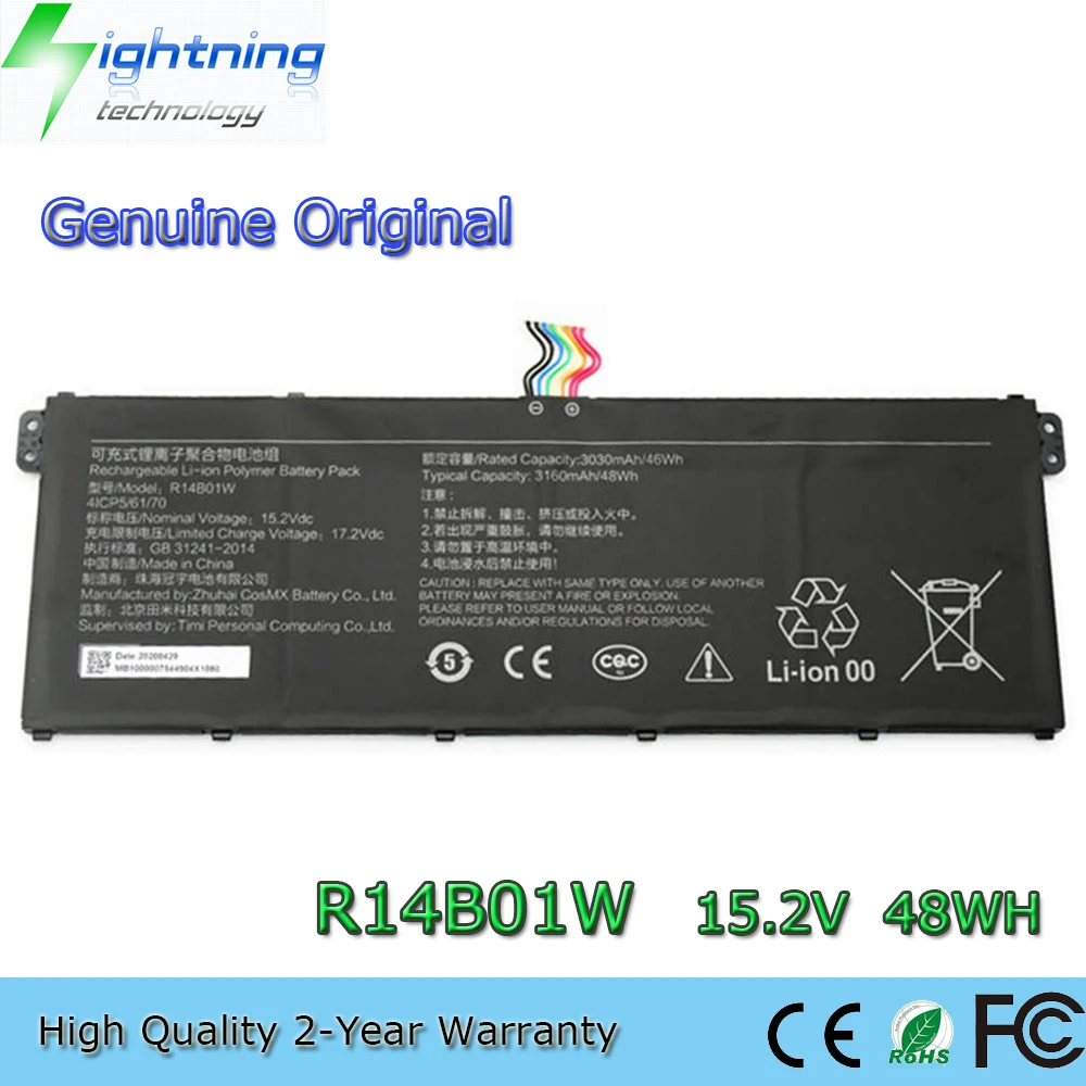 New  Original R14B01W 15.2V 48Wh Laptop Battery for MI Redmi Book 14 inch XMA1901-DG AA AG 4ICP5/6/70