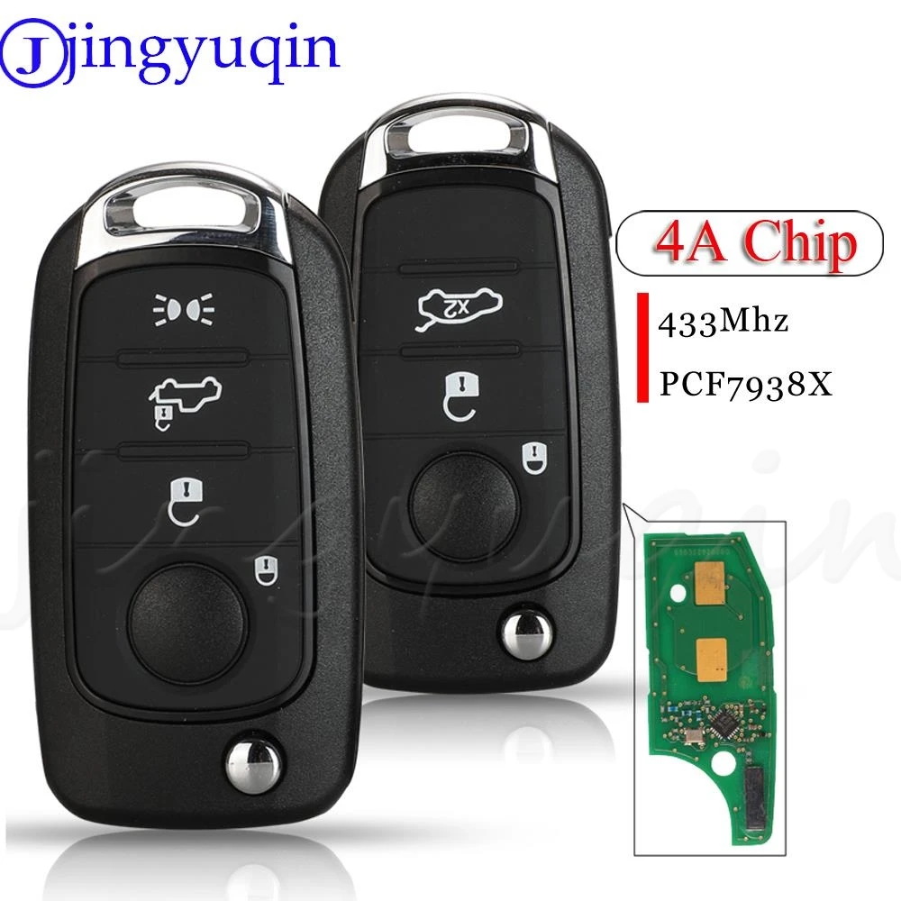 

jingyuqin 3/4 Buttons Remote Car Key Fob PCF7938 433MHZ 4A Chip For Fiat 500X Egea Tipo Nuovo Grazie