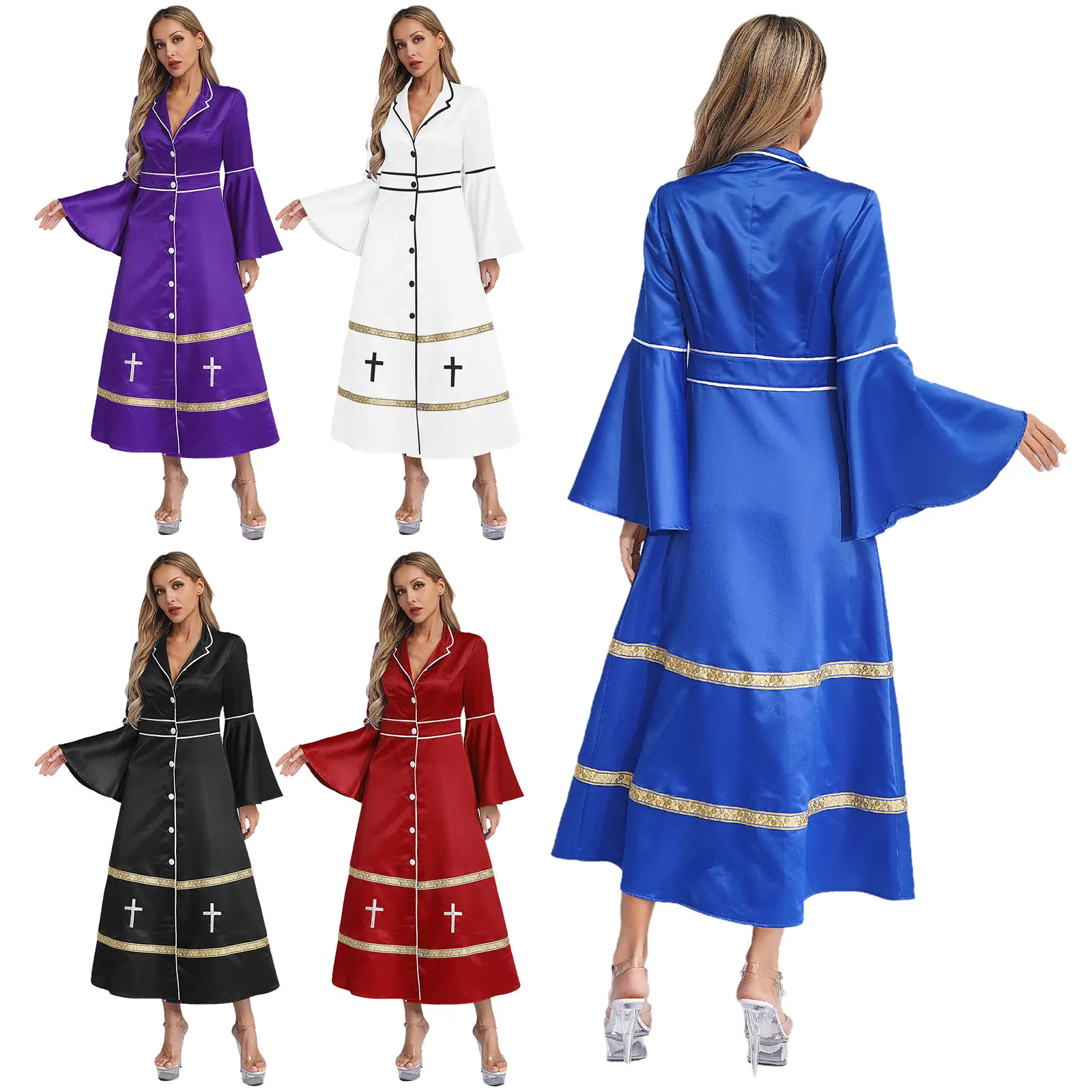 Medieval Priest Costume Church Pastor Robe Cos Mass Missionary Robe Cassock Clergy Minister Cosplay Pulpit Liturgical Vestments