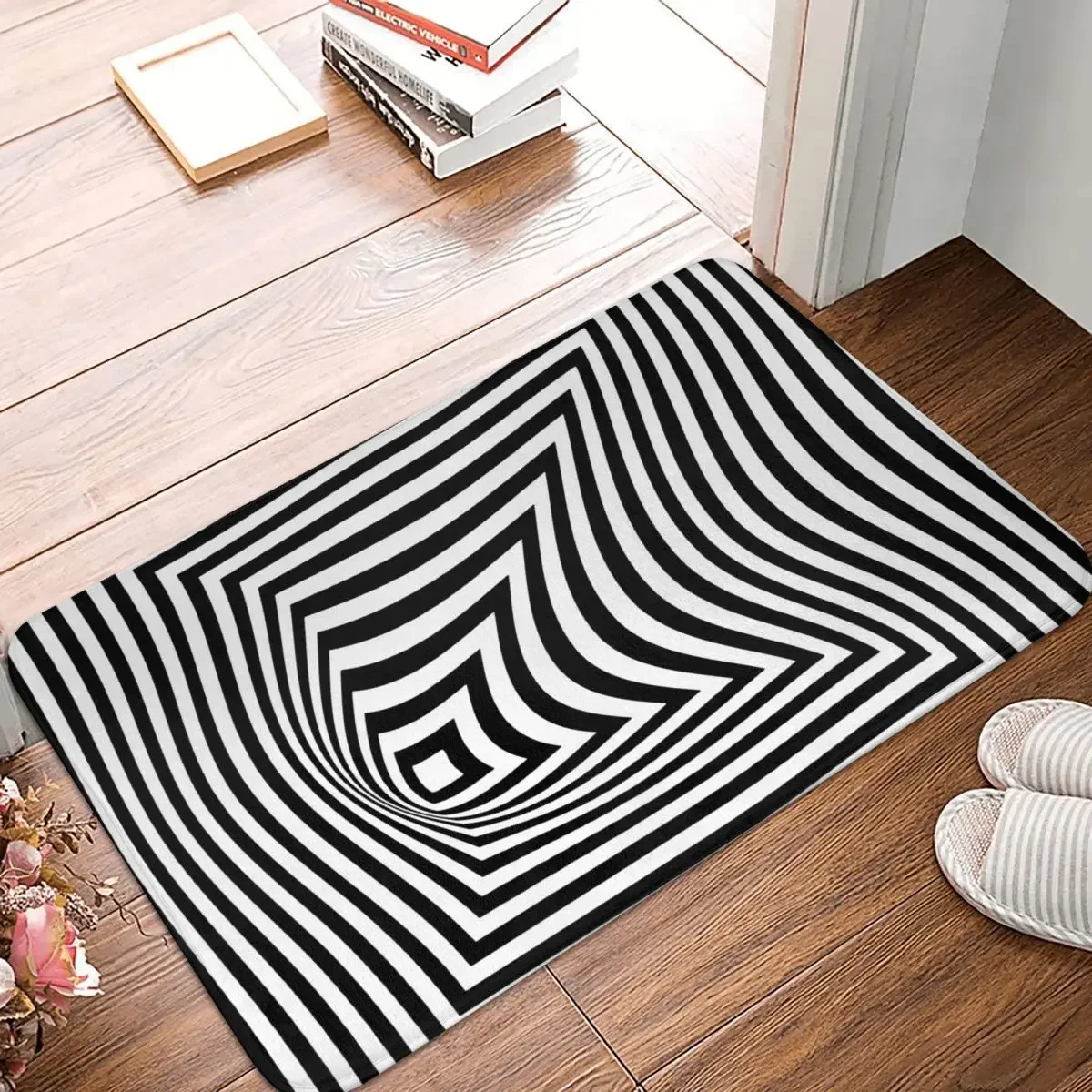 Vortex Illusion Funny Anti-Slip Doormat Bath Mat Vortex Balcony Carpet Welcome Rug Indoor Decor