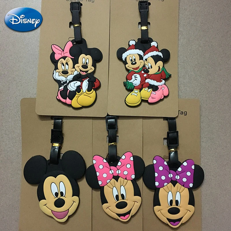 Disney Mickey Minnie Travel Luggage Tag Suitcase ID Address Holder Baggage Boarding Tag Portable Label Party DIY Decorations