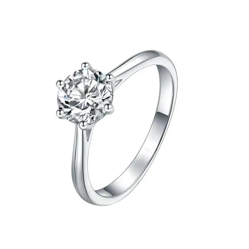 Six-Claw Round Cut Diamond Ring, Minimalist Promise Ring For Women's Daily Wear