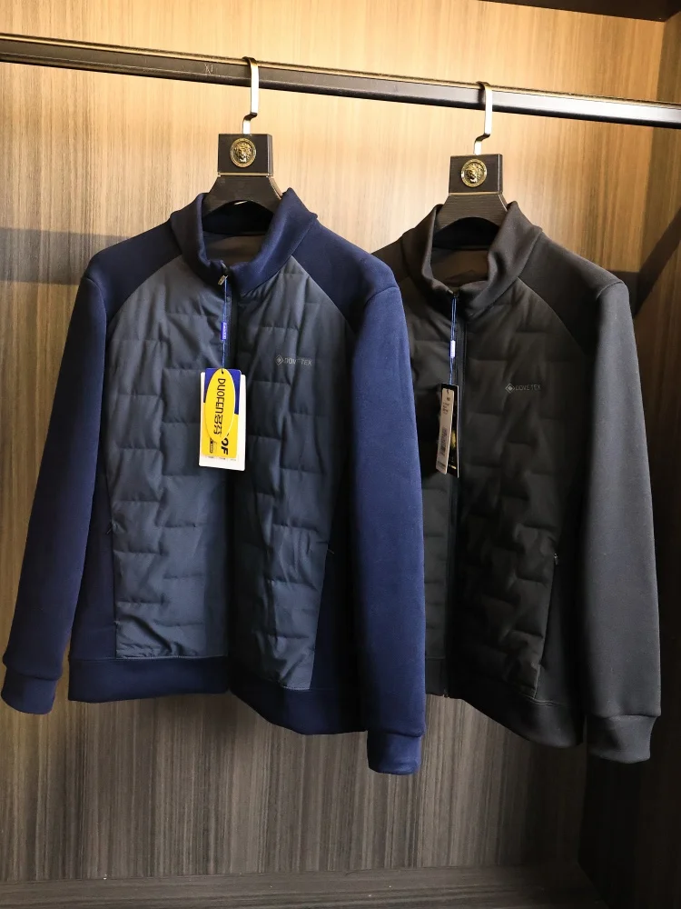 

Технический ветрозащитный пуховый Jaet, мужской легкий спортивный воротник-стойка на открытом воздухе, полиэфирное волокно, современный теплый костюм