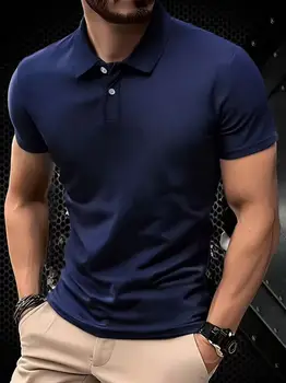 2025 Solid color polo shirt ultra-light men's quick-drying breathable sweat-wicking shirt suitable for fitness gym and running 2
