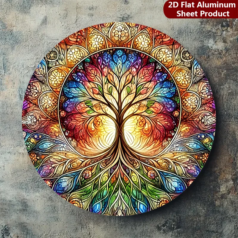 CIFbuy Vibrant Mandala Tree Of Life Spiritual Aluminum Wall Art Waterproof Durable Home Porch Garden Cafe Indoor Outdoor Decor