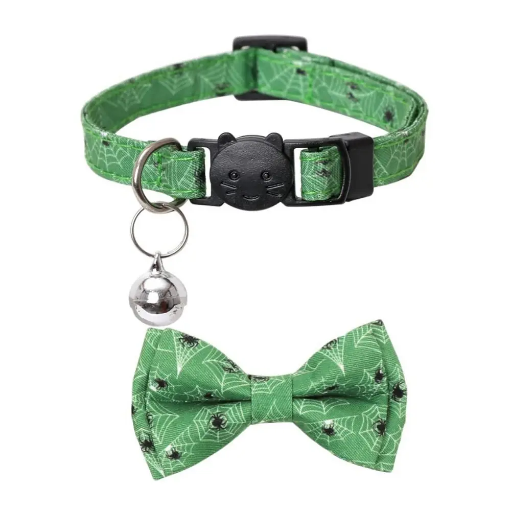 

With Bell Halloween Cat Collar Adjustable Bowknot Pumpkin Puppy Necklace with Bell Cotton Polyester