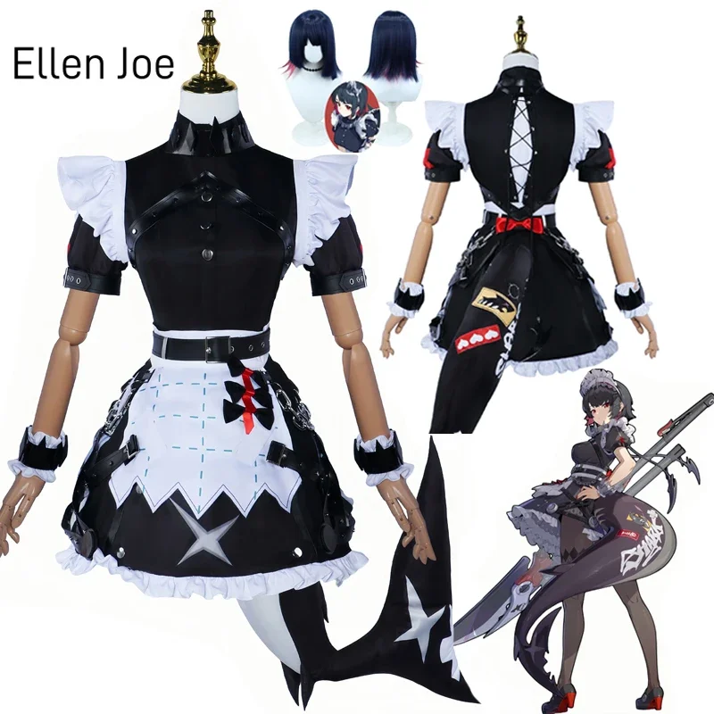 Zone Zero Ellen Joe Cosplay Costume Wig Maid Dress Uniform Tail Victoria Housekeeping New Eridu Halloween Party Women