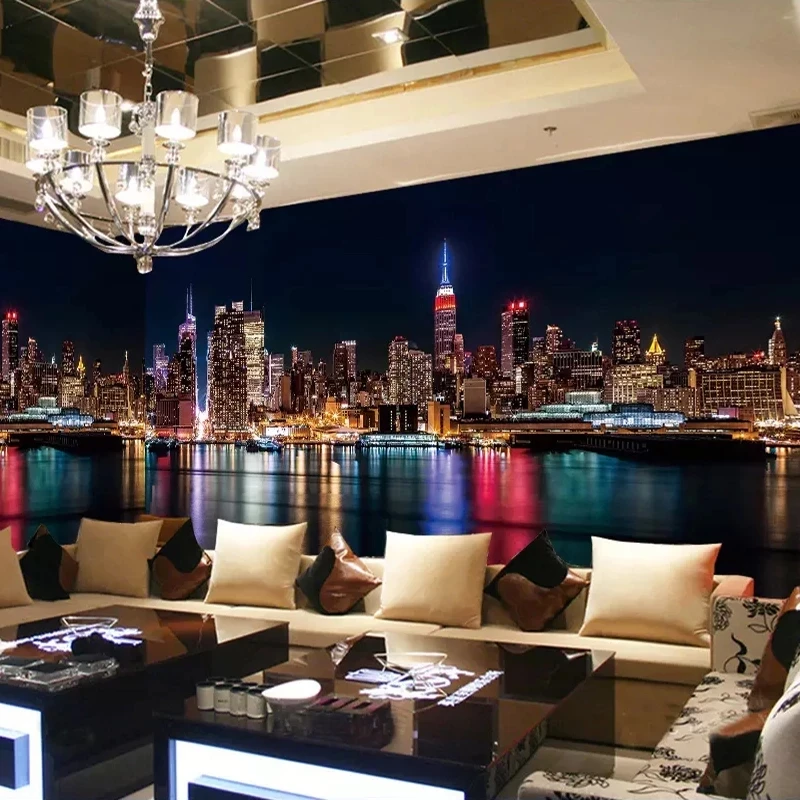 Customized products City Night View 3D Photo Living room background Bedroom Home Decoration Bar Restaurant Hotel Mural Wallpaper